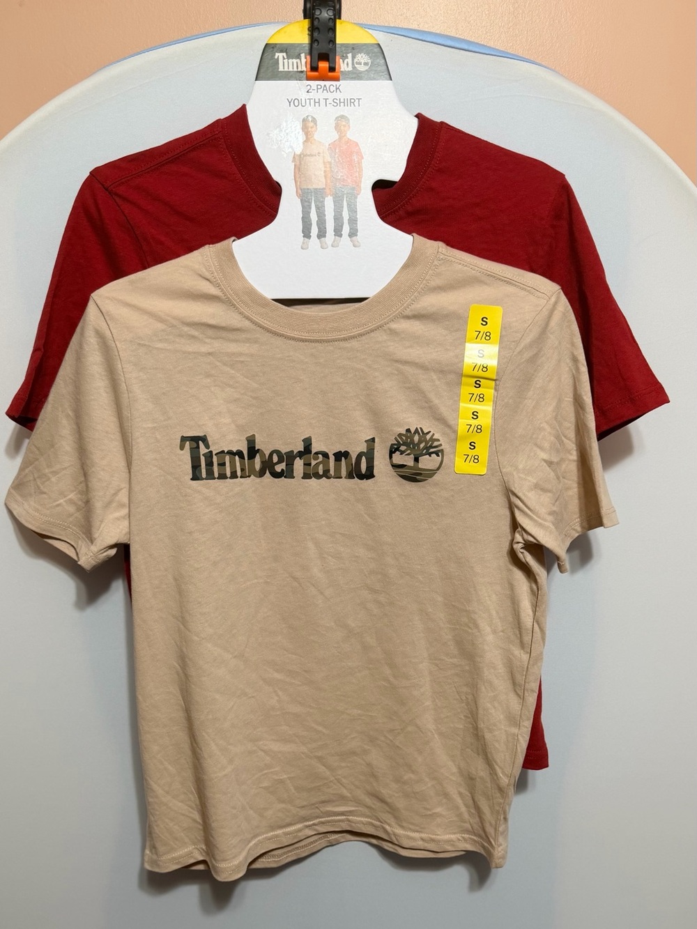 Timberland Kids Short Sleeve Tee Set - Tan & Burgundy
